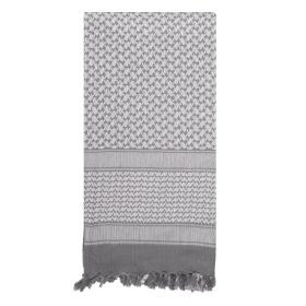 Tactical Desert Shemagh – Multi-Use Cotton Scarf for Survival (Color: Grey / White)