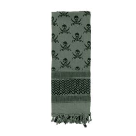 Skulls Shemagh – Tactical Cotton Scarf for Survival/Hot Weather (Color: Foliage Green)