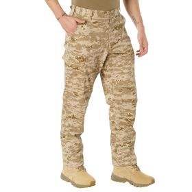 Digital Camo Tactical BDU Pants – Reinforced Cargo Field Wear (Color: Desert Digital Camo, size: XS)