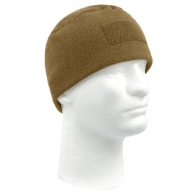 Tactical Watch Cap: Warm Polar Fleece Beanie - Velcro Soft Side (Color: Coyote Brown)