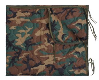 Enhanced G.I. Rip-Stop Poncho Liner – Light Survival Blanket (Color: Woodland Camo)