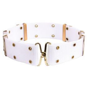 GI Style Pistol Belt with Metal Buckles – Tough Tactical Utility Belt (Color: White)