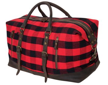 Extended Weekender Canvas Bag – Durable Gear Transport (Color: Red Plaid)