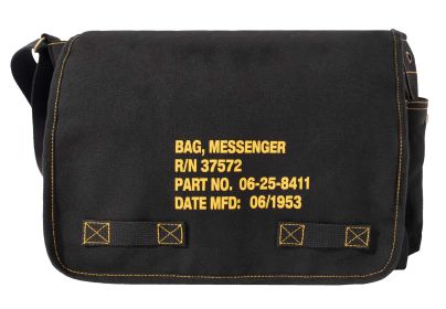 Heavyweight Canvas Messenger Bag – Military-Inspired/Durable (Color: Black)