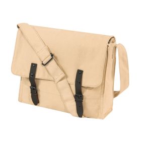 Vintage Canvas Med Bag - Tough Crossbody Carry for Essentials (Color: Khaki)