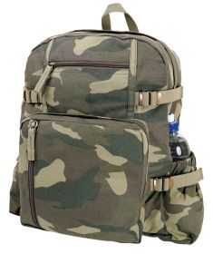 Jumbo Vintage Canvas Backpack – Rugged Everyday Carry (Color: Woodland Camo)
