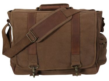Vintage Canvas Pathfinder Laptop Bag for Preparedness (Color: Earth Brown)