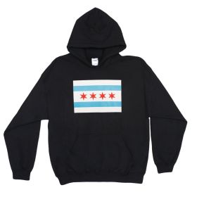 PULLOVER/HOODED BLACK S/SHIRT (Option: CHICAGO FLAG L)