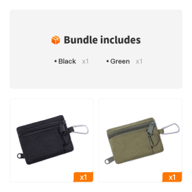 Mini EDC Molle Pouch – Tactical for Survival/Travel/Emergency (Color: Black+Green)
