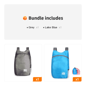 20L Waterproof Survival Pack – Lightweight Emergency/Go-Bag (Color: Grey+Lake Blue)