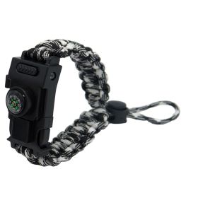 Paracord Survival Bracelet with Knife - Emergency/Prepper Gear (Color: Black and white camouflage)