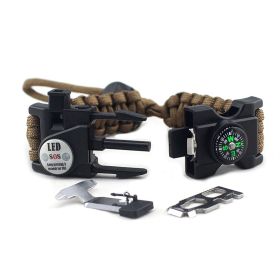 Paracord Survival Bracelet: Adjustable Emergency/Prepper Gear (Color: brown)