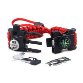 Paracord Survival Bracelet: Adjustable Emergency/Prepper Gear (Color: Red)
