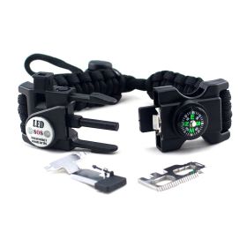 Paracord Survival Bracelet: Adjustable Emergency/Prepper Gear (Color: Black)