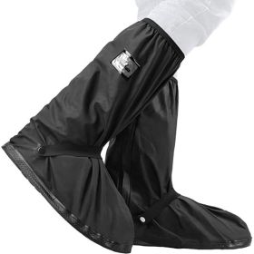 Waterproof High-Top Rain Boot Covers: Durable Shoe Protection (Color: Black, size: M)