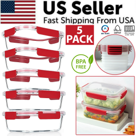 5pk Airtight Food Containers - Stackable Survival/Crisis Food Set (size: 5 Pack - 600ml / 20oz)