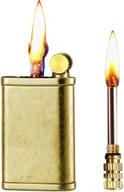Antique Permanent Match Kerosene Pocket Fire Lighter (Color: Golden Knurled)