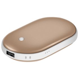 Portable Double-Sided Hand Warmer/Power Bank/Rechargeable (Color: Gold)