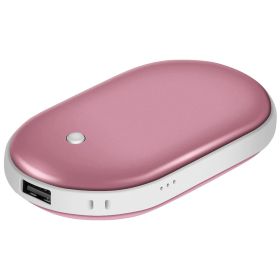 Portable Double-Sided Hand Warmer/Power Bank/Rechargeable (Color: Rose Gold)