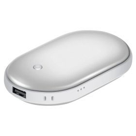 Portable Double-Sided Hand Warmer/Power Bank/Rechargeable (Color: Silver)