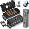 Cigar Travel Humidor and Cigar Lighter Set, Portable Cigar Case with Humidifier Hygrometer, Cutter Cigar Cutter