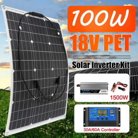 100W Semi-flexible Solar Panel Monocrystalline Solar Panel Outdoor Solar Power Emergency Charging for Car Yacht RV Boat Charging (Color: with 20A controller)