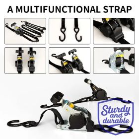 "Self-Adjusting Ratchet Strap - Automatic Cargo Fastener for Truck Bed/ATV, (Color: White)