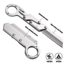 Compact Folding Survival Knife with Stainless Steel Blade: Sharp (Color: Silver)
