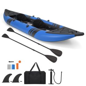 Inflatable 2-Person Kayak Set with Aluminum Oars & Repair Kit (Color: Blue)