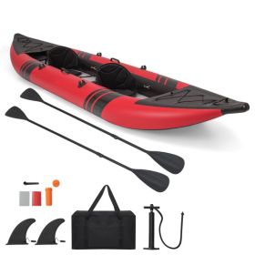 Inflatable 2-Person Kayak Set with Aluminum Oars & Repair Kit (Color: Red)