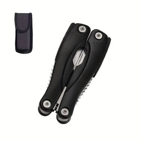 12in1 Stainless Steel Survival Multi-Tool/Pliers - Compact/Sheath (Color: Black camping outdoor)