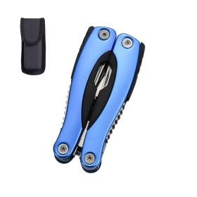 12in1 Stainless Steel Survival Multi-Tool/Pliers - Compact/Sheath (Color: Blue camping outdoor)