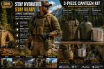 3 Piece Canteen Kit - Hydration With Cover & Aluminum Cup Set