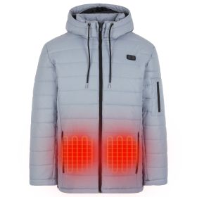 Helios Heated Coat: USB-Powered Winter Warmth/Outdoor  Use (Color: Silver Gray- Male, size: medium)