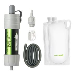 Portable Water Purification Kit – Miniwell L630 Survival Filter (Color: Gray)