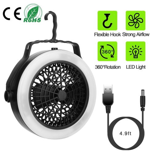 2-in-1 LED Outdoor Fan | USB/Battery Powered Light and Fan