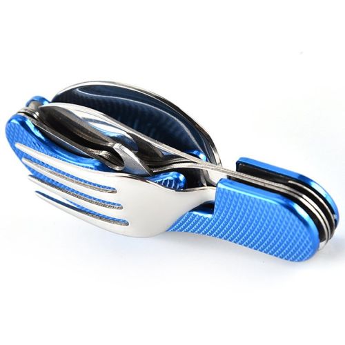 4-in-1 Folding Stainless Steel Utensil Set – A Survival Eating Tool