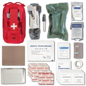 Excursion Field First Aid Kit (IFAK) – 44pcs Compact Tactical Kit (Color: Red)