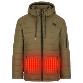 Helios Heated Coat: USB-Powered Winter Warmth/Outdoor  Use (Color: Olive - Male, size: Xl)