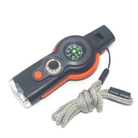 7-in-1 Survival Whistle with Compass, LED, & Emergency Tools (Color: Orange)