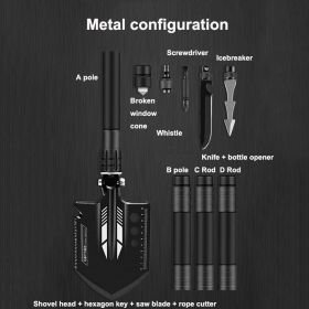 Folding Tactical Survival Shovel w/Multi-Tool Accessories/Gear (Color: Shovel A)