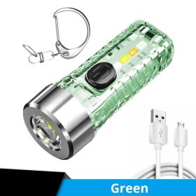 Mini Keychain LED Flashlight – USB Rechargeable Survival Light (Color: Green)