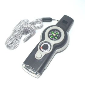 7-in-1 Survival Whistle with Compass, LED, & Emergency Tools (Color: Grey-white)