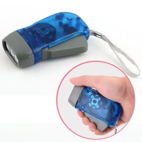 Manual Crank Emergency Flashlight | Powered Without Batteries (Color: Blue)