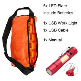 LED Emergency Road Flares Pack with USB Work Light & Tools (Quantity: 6PACK)