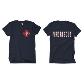 FIRE RESCUE T (Option: SHIRT NAVY W/RED LOGO  L)