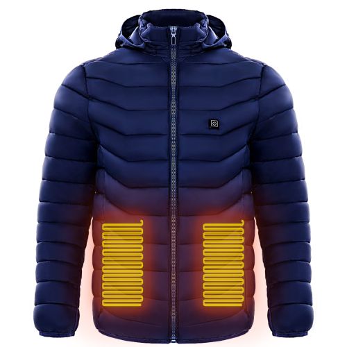 Men’s Electric Heated Puffer Jacket w/Hood | Be Warm & Survive