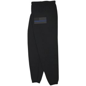 USA FLAG/THIN BLUE LINE MENS SWEATPANT BLACK (Option: L)