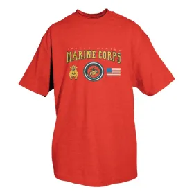 USMC Physical Training Men’s T-Shirt – Comfortable/Breathable (Option: SHIRT W/LOGOS RED, XXXL)