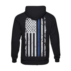 PULLOVER/HOODED VINTAGE BLUE LINE BLACK (Option: L)